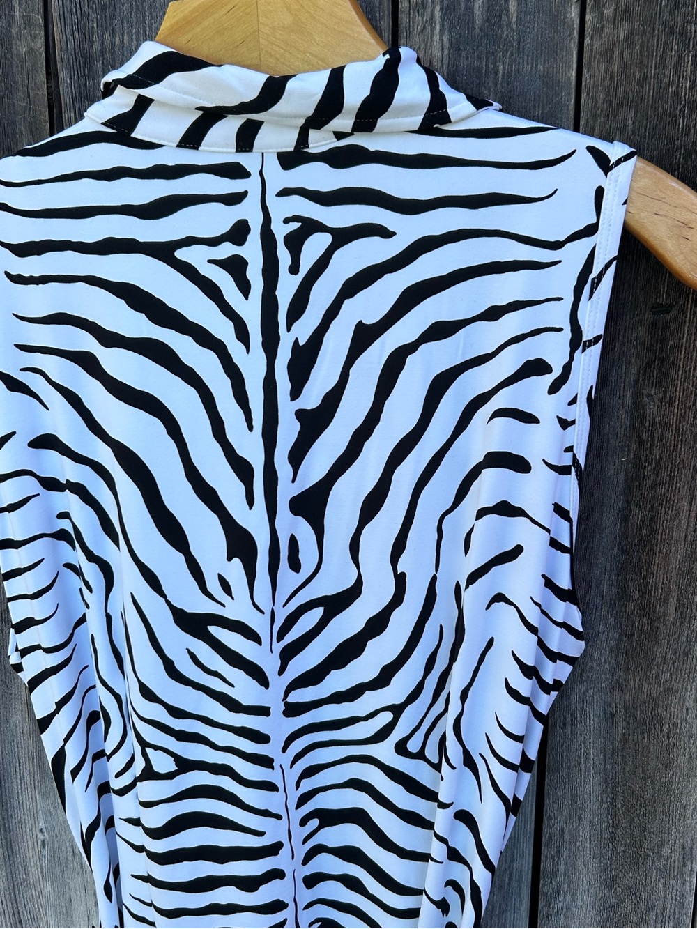 NWT J. McLaughlin Dolly Sleeveless Shirt Collar Dress Zebra White Black L - Picture 13 of 16